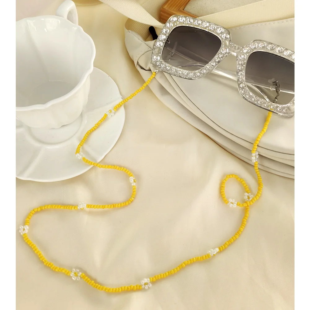 Boho Candy Daisy Flower Bead Reading Glasses Chain Strap Sunglasses Chains For Mask Rope Beaded Sweet Eyewear Holder Accessories