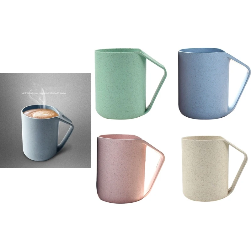 Coffee Cups 4 Colors 1 Pack Party Cups Mugs with Handles Wheat Straw Cups for Water Coffee Milk Juice Tea and Coffee cup