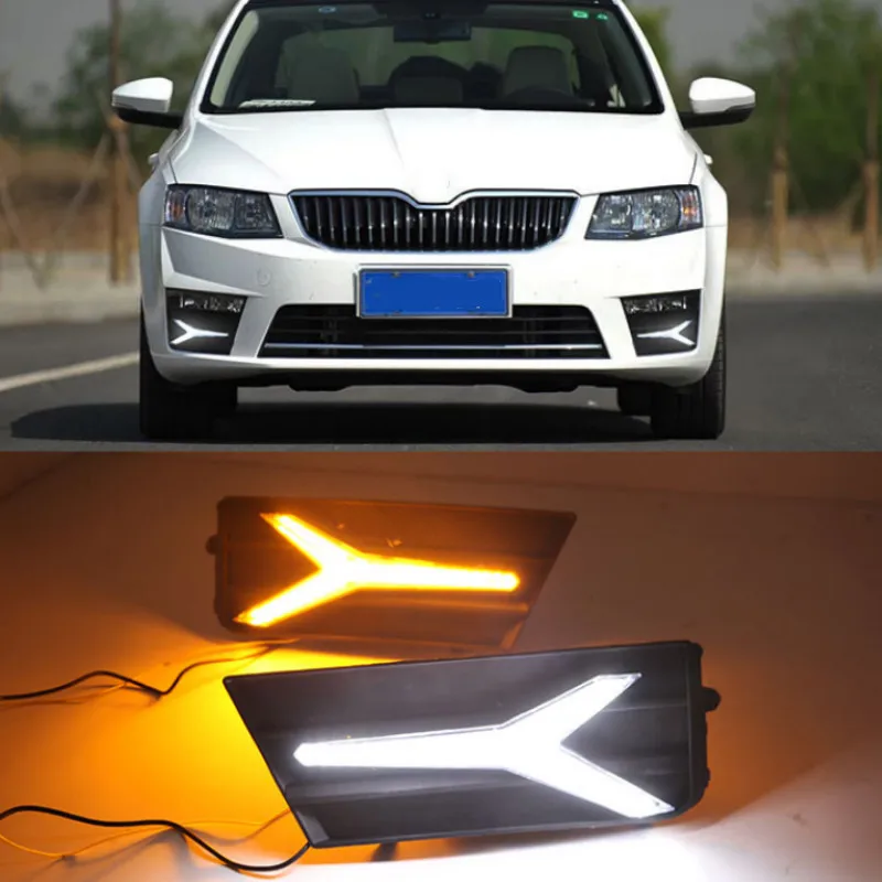 For Skoda Octavia 2017 Car Accessories Waterproof 12V DRL Fog Lamp Decoration LED Daytime Running Light