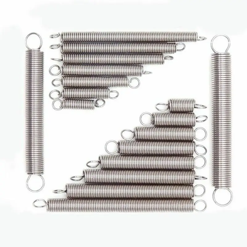 Kleine Zugfedern aus Edelstahl 304, 10 Stück, Doppelhaken, Draht 0,3–0,6 mm, Außendurchmesser 3–8 mm, Länge 15–50 mm, für Heimwerker- und Hardware-Reparaturen
