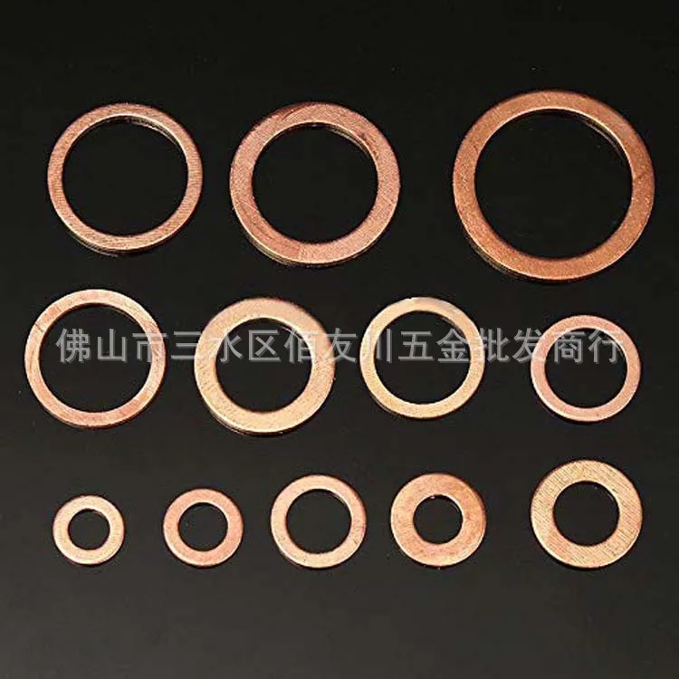 300pcs/lot Copper Washer Bolt SetSolid Copper Washer Flat Ring Gasket for Sump Plug M5/M6/M8/M10/M12/M14