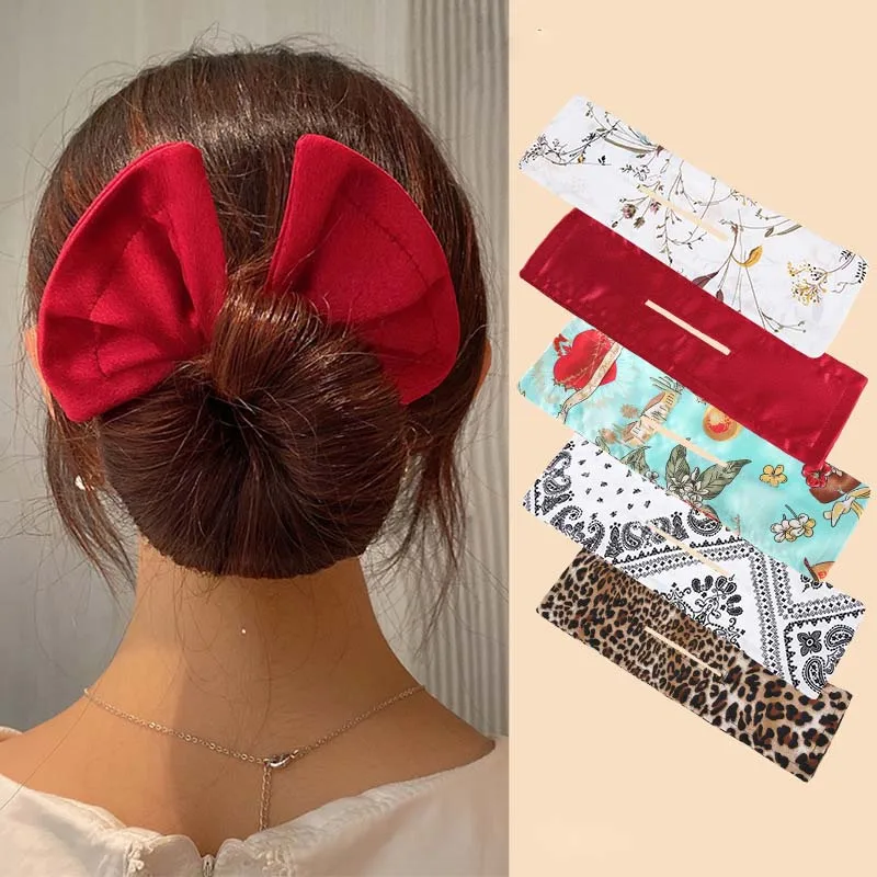 New Fashion Bun Hair Bands Women Summer Knotted Wire Headband Print Hairpin Braider Maker Easy To Use DIY Hair Accessories