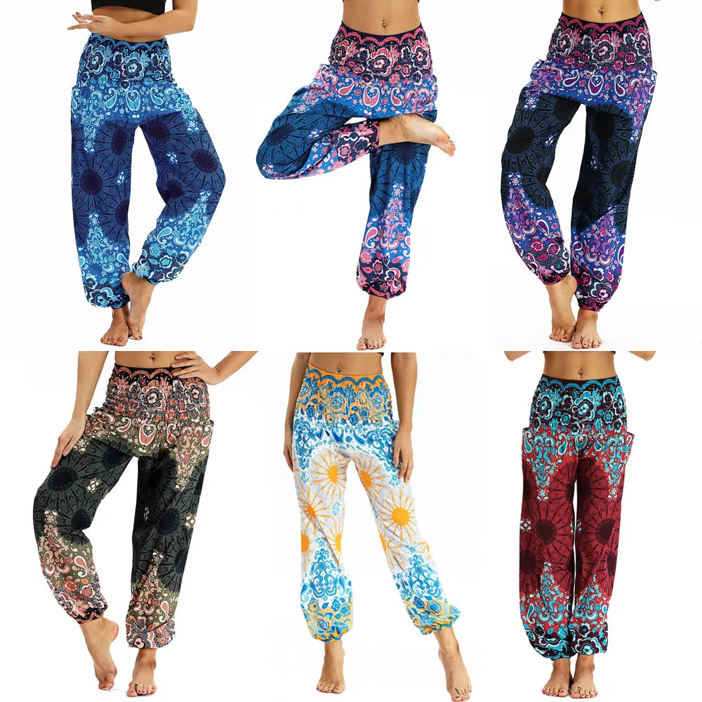 Yoga Pant for Women Wide Leg Printed Yoga Trousers Bloomers Female Running Jogging Fitness Gym Sports Leisure Althetic Pants