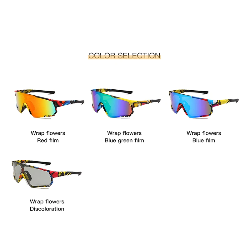 New Printing Polarized Photochromic Outdoor Cycling Glasses Bicycles Sports Sunglasses Men Women Bicycle Eyewear