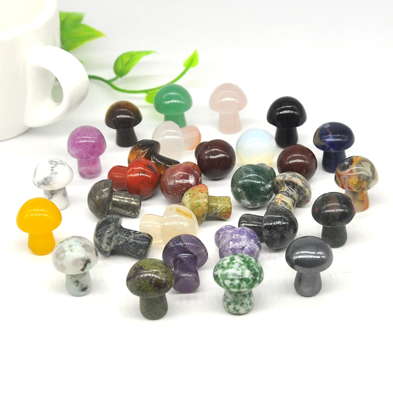 

12PCS/ Set Mini Mushroom Statue Natural Stones Carved Figurine Room Decor Craft Gifts Healing Crystals Gemstones Home Decoration