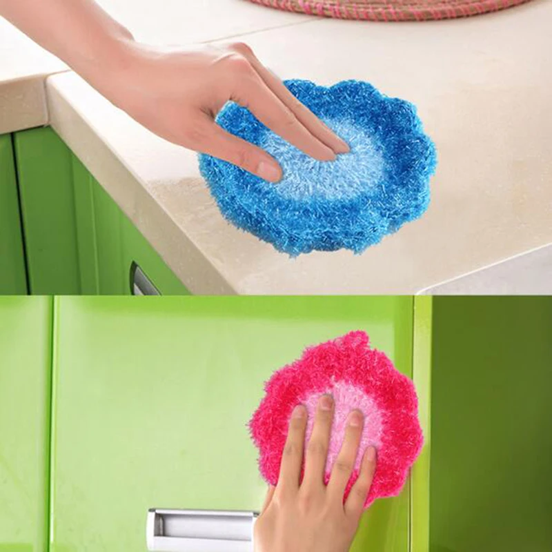 1pc Scrubber Sponge Dishcloth flower Kitchen Washing Cleaning Towel Dish Rags Wipe