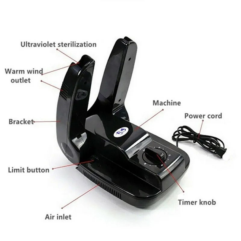 Boot Dryer portatile pieghevole scarpe scaldino calore elettrico con Timer nero 110V-220V scarpe a raggi ultravioletti asciugatrice per guanti