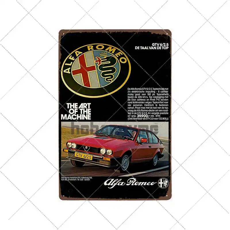 Alfa Romeo Metal Sign For Garage Decorative Tin Plaque Retro Car Wall Posters Vintage Home Decor Plate 20x30cm