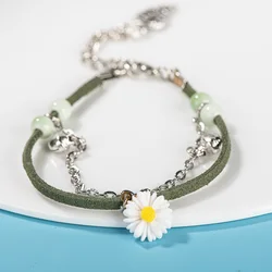 Leather Rope Acrylic Flower Double Porcelain Beads Handmade Bracelet Fashion Jewelry Wholesale #82601