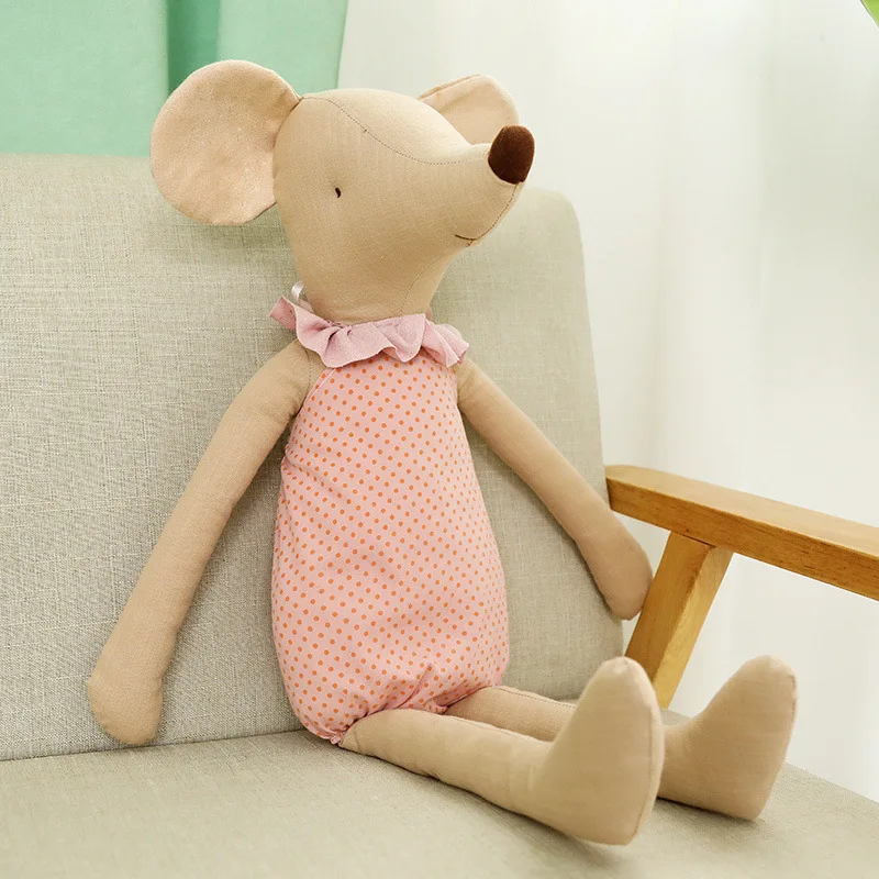 Kinderspielzeug Kleine und süße rosa Baumwollschleife und grüne Schleife Mauspuppe Stofftier – Detail 11