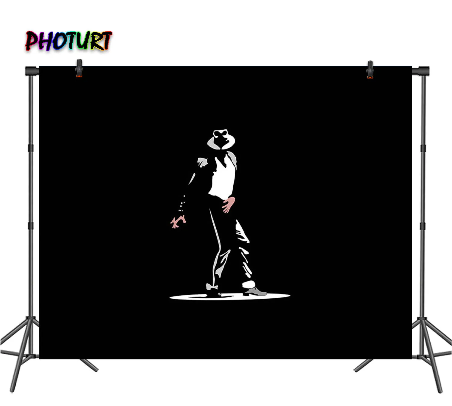 

PHOTURT Dancer MJ Photography Backdrop Birthday Party Dance Prom Background Black White Vinyl Polyester Photo Banner Props