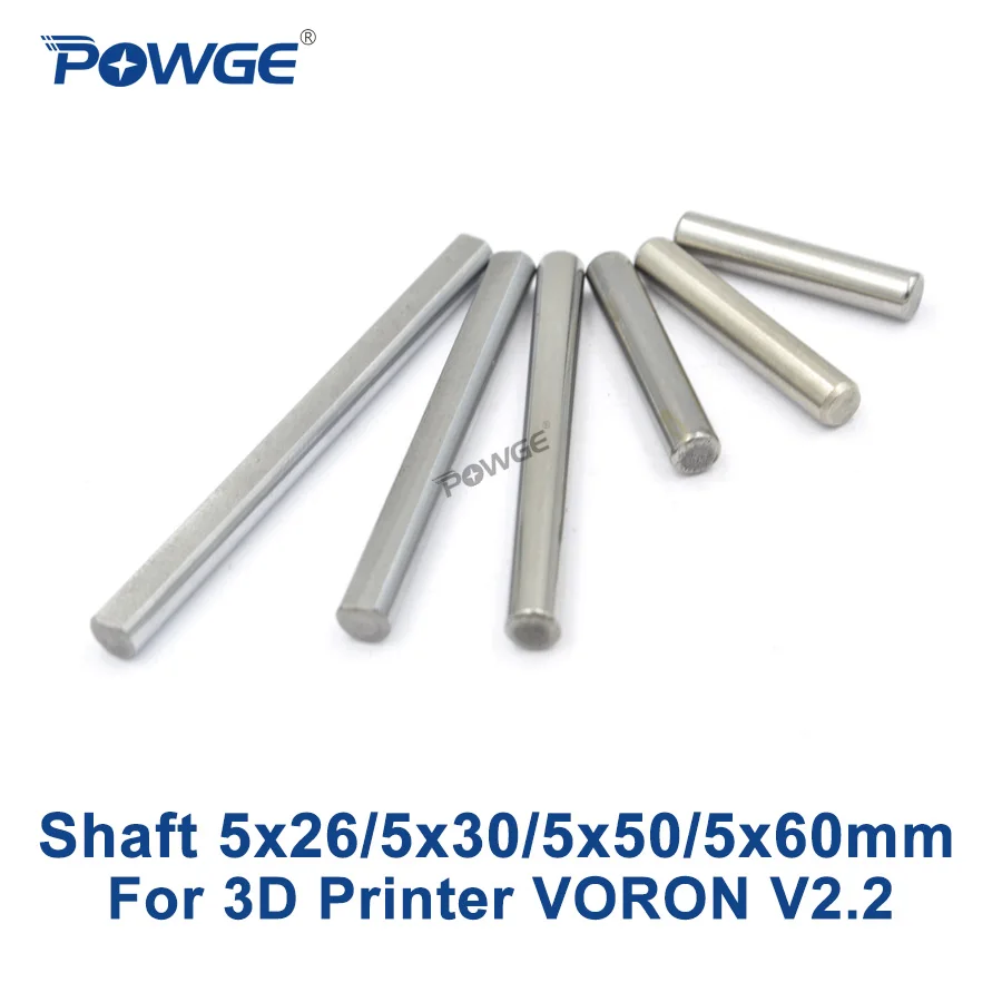 

POWGE Steel Rod linear shaft Grind Flat Round Length 26/30/50/60mm Diameter 5mm VORON V2.2 Set Cylinder Chrome Plated Liner axis