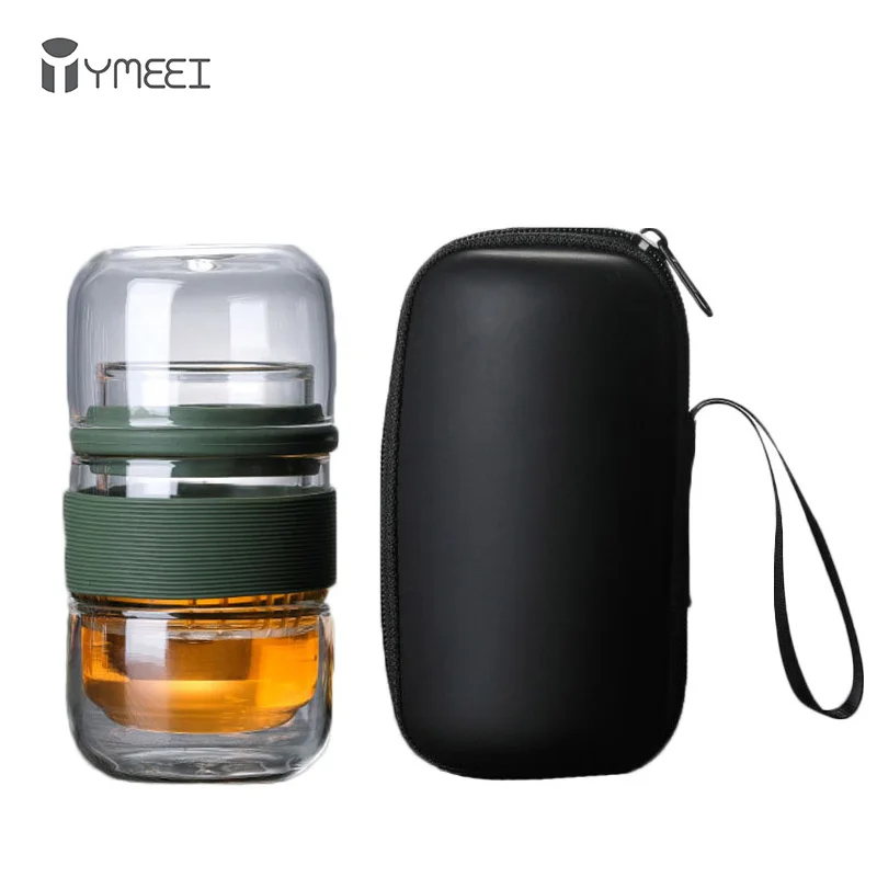 YMEEI Travel Teaware Sets With Carring Cases Glass Puer Teapot Portable Heat-resistant Filter Flower Tea Outdoor Drinking Sets