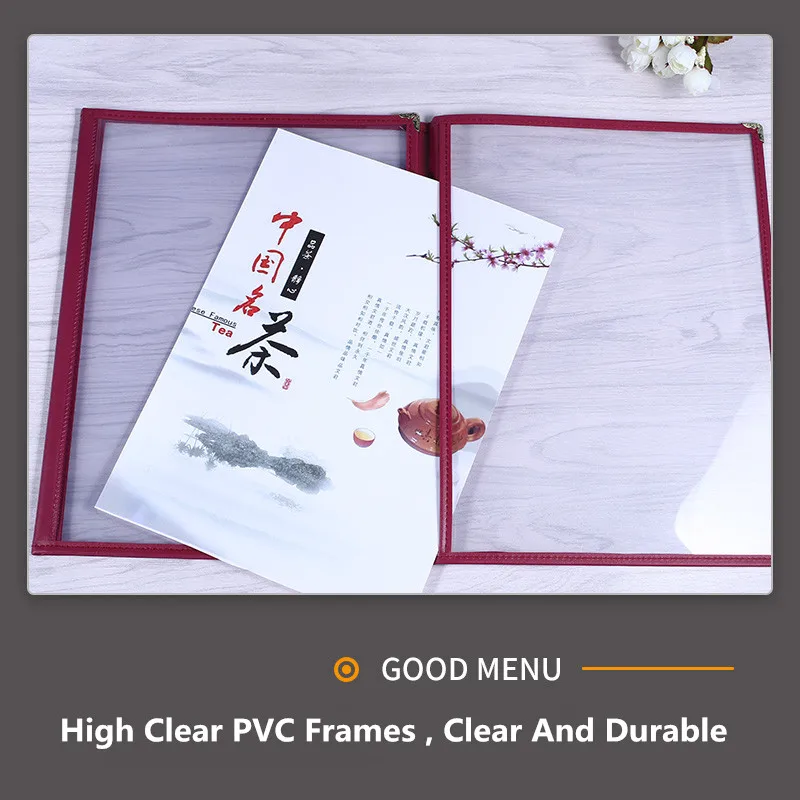 A4 Restaurant Menu Covers/Fits Menu Paper Holder Covers Leather Book Style Double View Leather Menu Holder Covers