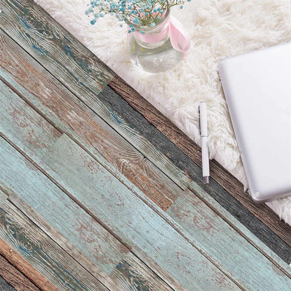 Non-slip Thickening Floor Plank Sticker Self Adhesive Waterproof PVC American Retro Decal For Balcony Bedroom Ground Decor Mural