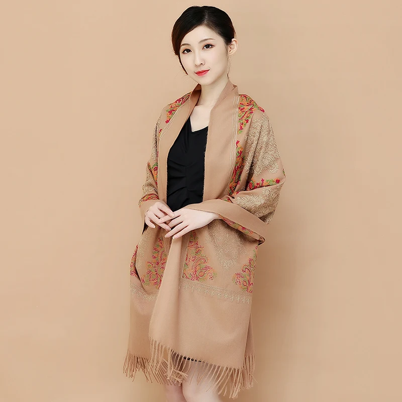 Luxury Cashmere Pashmina 2019 New women Embroider scarf thick warm scarves lady shawl wrap female foulard blanket Tassel