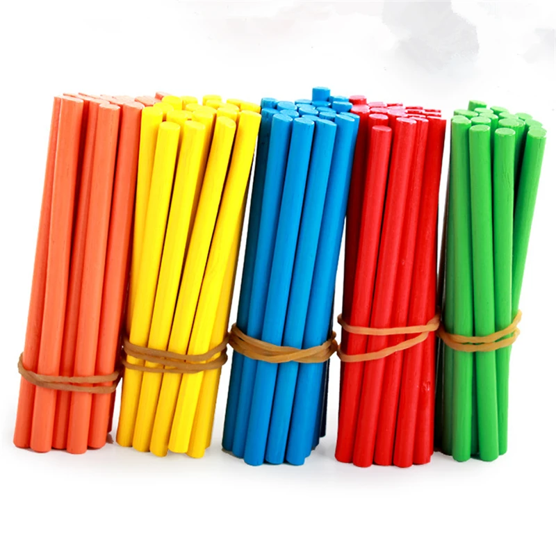 100pcs Colorful Bamboo Counting Sticks Mathematics Montessori Teaching Aids Counting Rod Kids Preschool Math Learning Toy