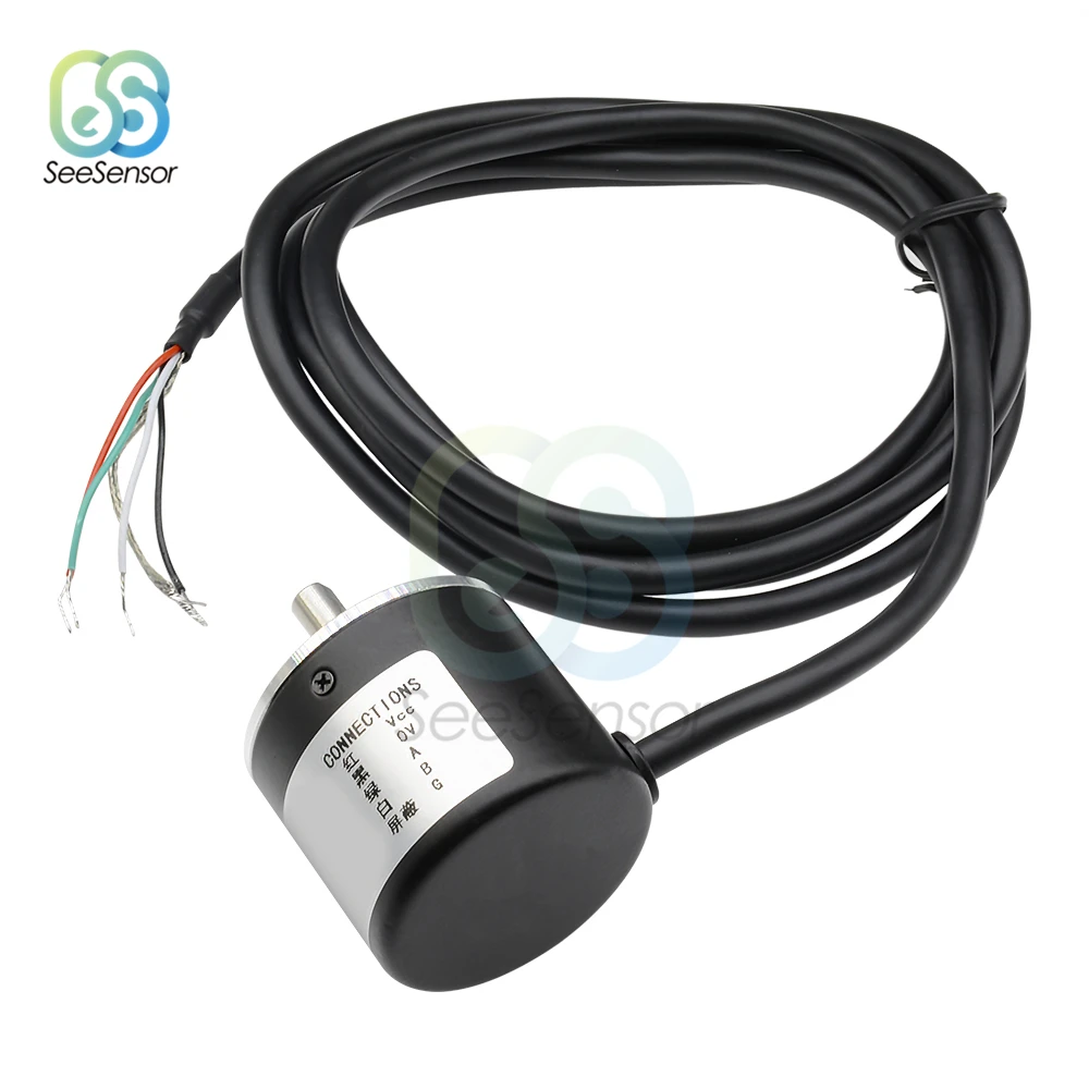 NEW Encoder 360P/R 600 P/R Photoelectric Incremental Rotary Encoder 360 600 Pulse 5-24V AB 2 Phases 6mm Shaft