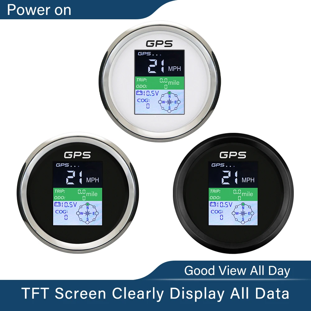 

ELING Car Boat Universal TFT Screen 85mm Digital GPS Speedometer 0-999KM/H MPH Knots Voltage Gauge for Motorcycle 12V 24V
