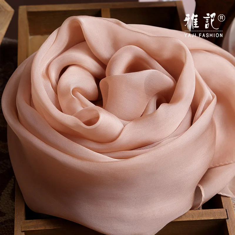 Nude long silk scarf solid color  silk scarf shawl female Hangzhou  autumn and winter spring summer