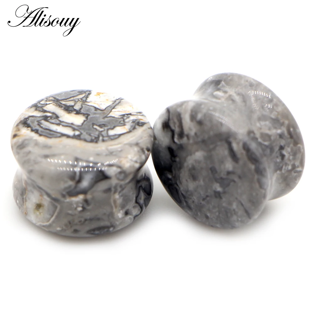 2pcs Stone Ear Plugs Gauges for Body Piercing