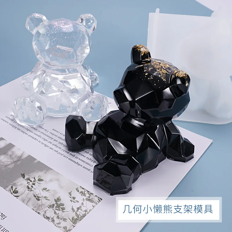 DIY Transparent Geometric Silicone Mold Cute lazy bear Phone Stand Table Swing Cartoon Silicone Mold For Resin Jewelry