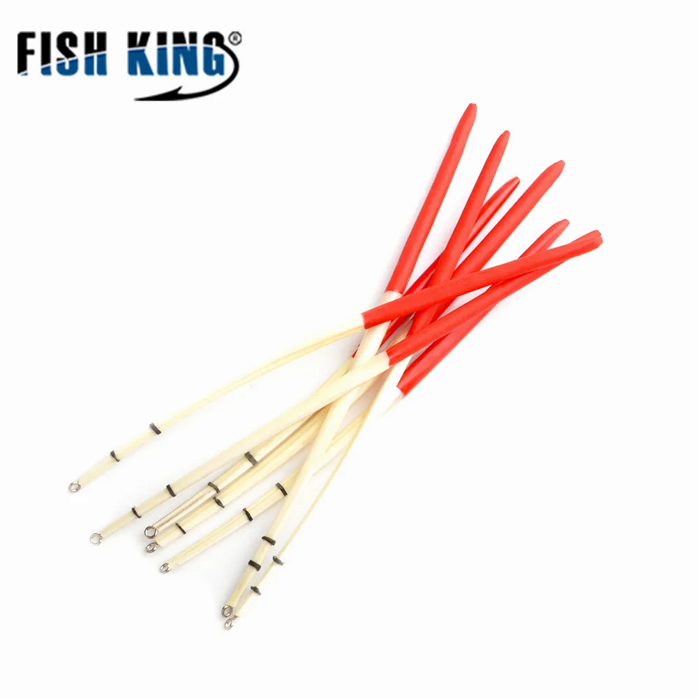 FISH KING 10PCS Peacock Feather Fishing Float Hard Tail Paint Red Color Float Bobber Fishing Accessories