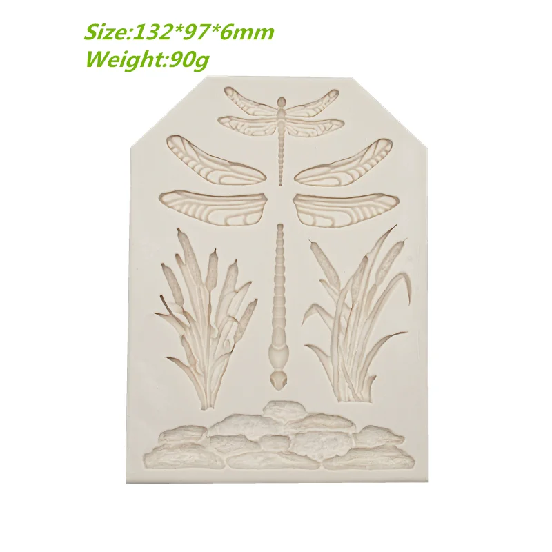 Dragonfly Grass Silicone Mold Kitchen Resin Baking Tool DIY Design Pastry Cake Fondant Moulds Dessert Chocolate Lace Decoration