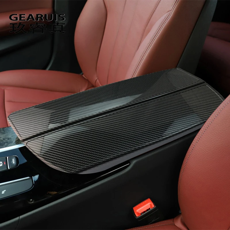 Car Styling Center Console Armrest Box Covers Decoration Stickers Trim For BMW 5 Series G30 G38 Carbon Fiber Decals Accessories