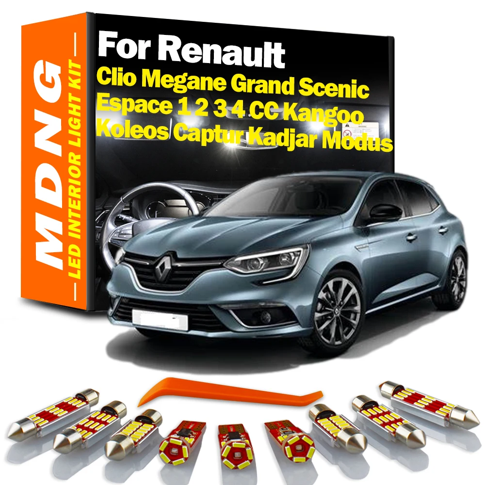 MDNG Canbus światło LED do wnętrza samochodu zestaw do Renault Clio Megane Grand Scenic Espace 1 2 3 4 CC Kangoo Koleos Captur Kadjar Modus