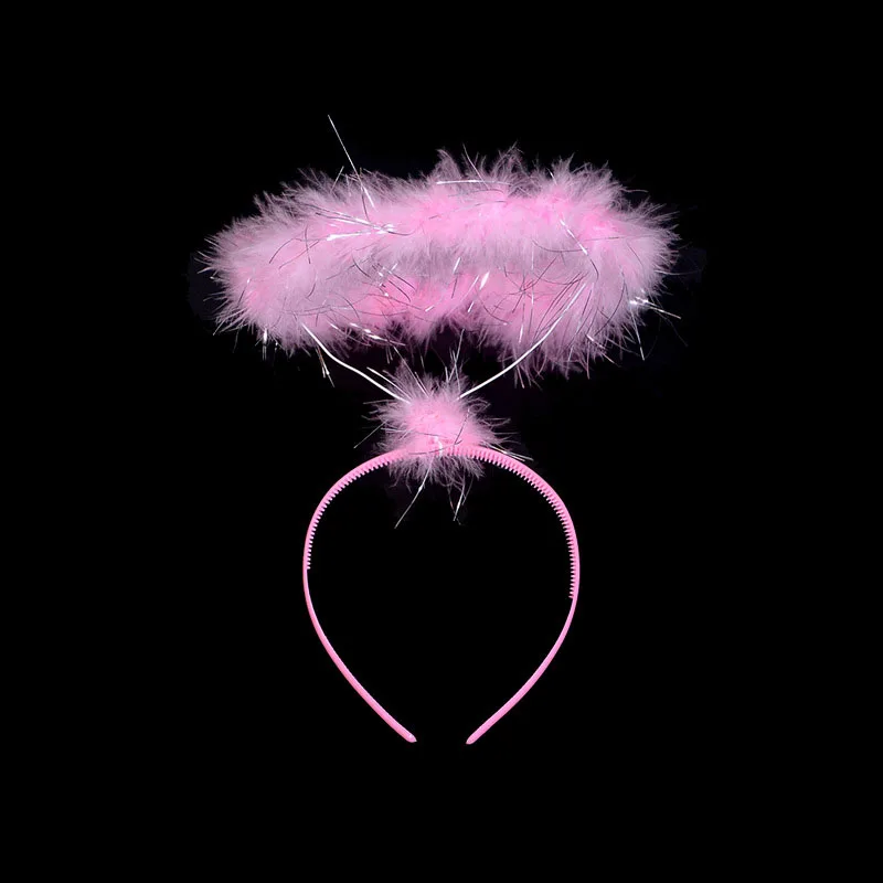 Adults Kids Pink White Feather Angel Halo Headband Ring Wreath Gift  Birthday Party Cosplay Costume Christmas Halloween