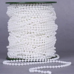 Praça Imitação Pérola Beads, Linha de Algodão Cadeia, DIY Wedding Party Decoração, Acessórios do partido, Artesanato, 5m, 3mm, 4mm, 5mm, 6mm, 8mm