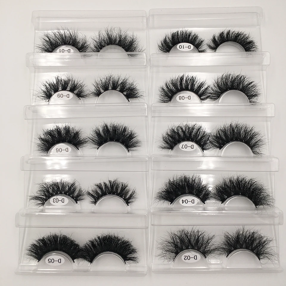 Fluffy Mink Eyelashes Wholesale 25mm Lashes 10-50 Pairs 3D Mink Lashes Soft Volume Long Eye Lashes Make Up Mink Lashes Bulk 25mm