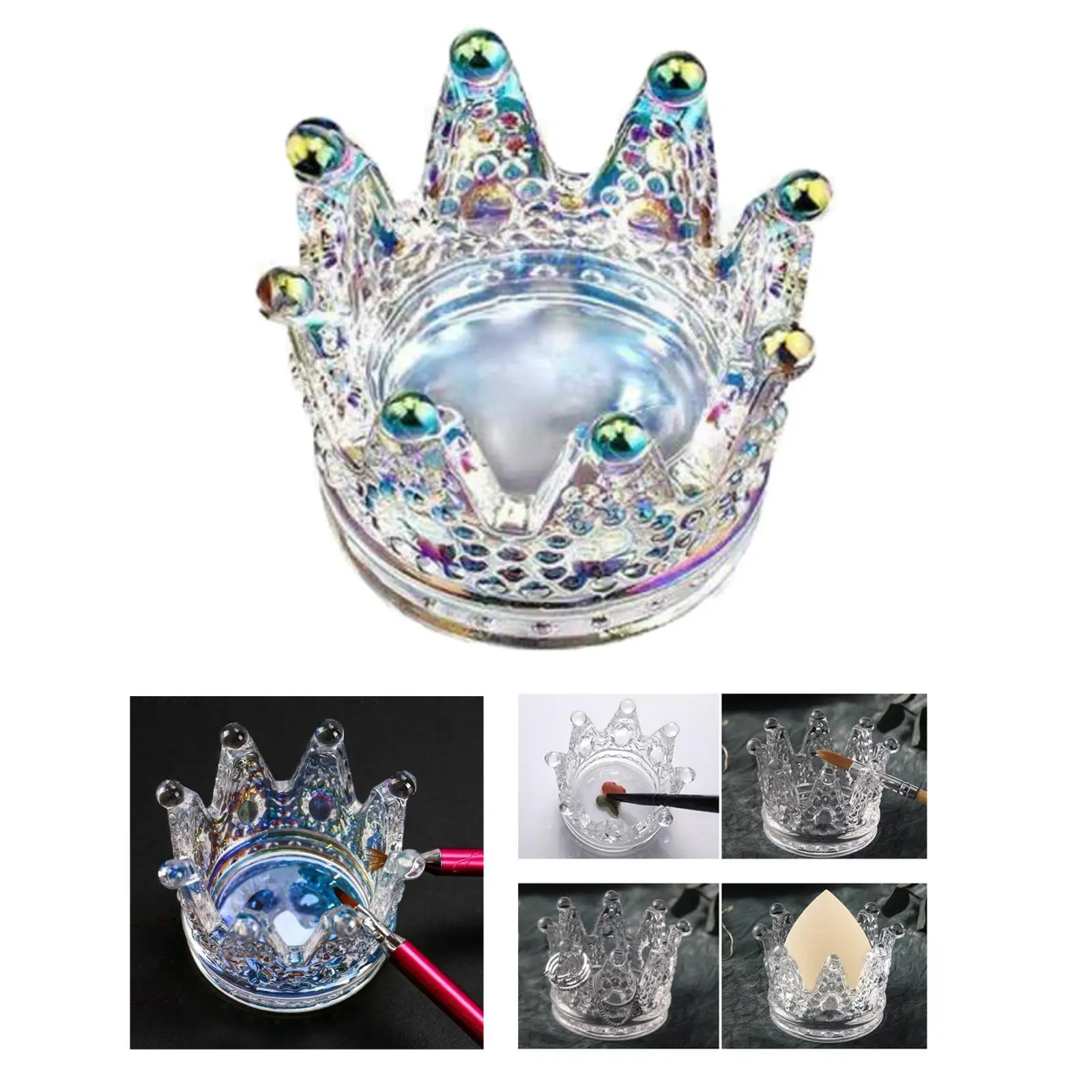 Nail Art Dappen Dish Glass Dapping Bowl Cup Colorful Crown Pearl Nails Art Pen Holder Brush Rack Salon Nail Art Tools