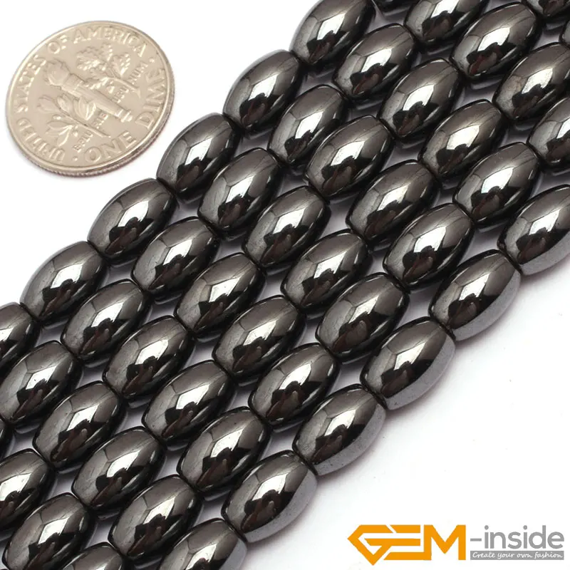 Natural Black Magnetic Hematite Rice Beads For Jewelry Making Strand 15 inch DIY Jewelry Accessorries Loose Spacer Bead For Gift