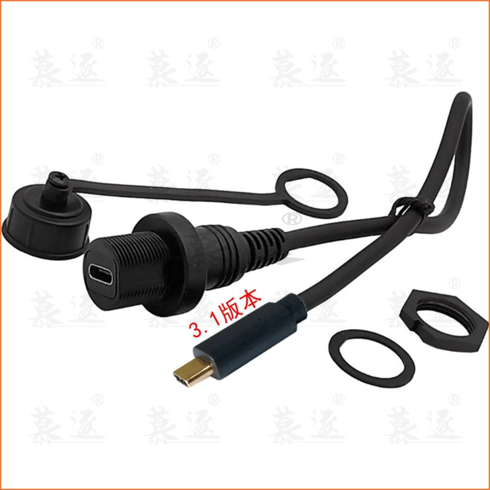 

High Speed 10Gb USB-C IP67 Waterproof Cable type-c 3.1 IP 67 Male to Female Panel Mount Water Proof Connector Extension cord30cm