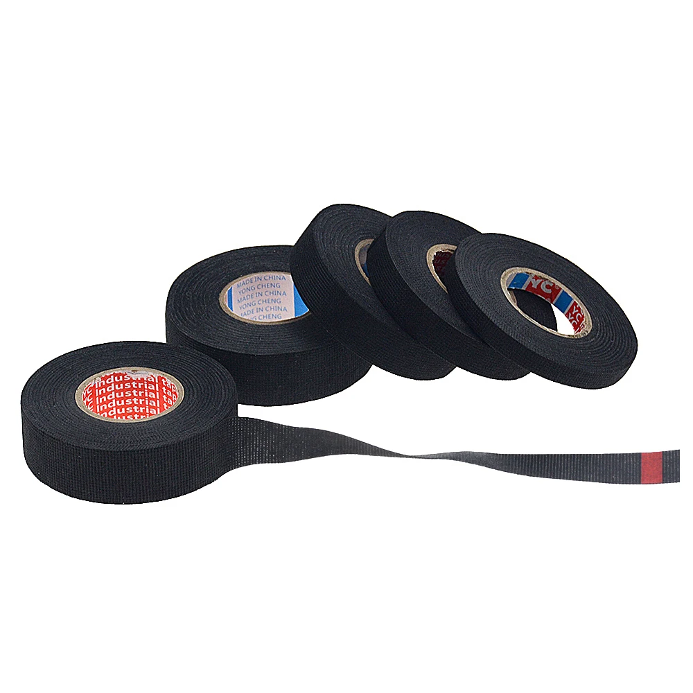 Cinta adhesiva de tela para arnés de cables, cinta de terciopelo para cableado de coche, ancho de telar 9 / 15/ 19/ 25/ 32mm, 15m, novedad