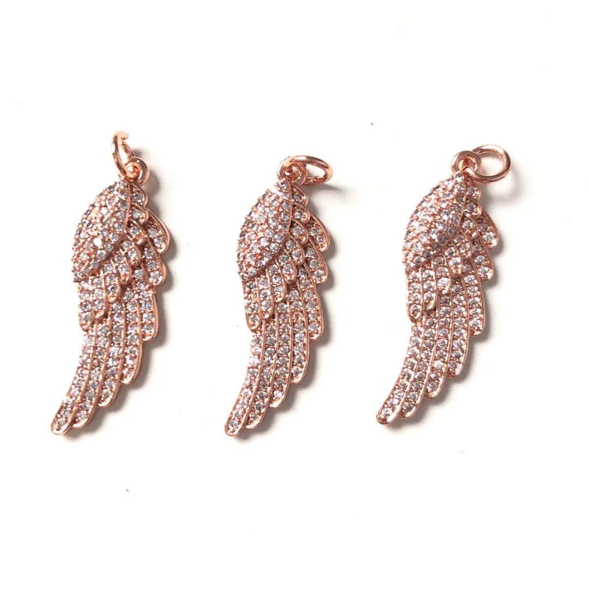 5pcs Zirconia Pave Angel Wing Pendant Charms for Women Bracelet Girl Necklace Earring Keychain Making Handmade Jewelry Accessory