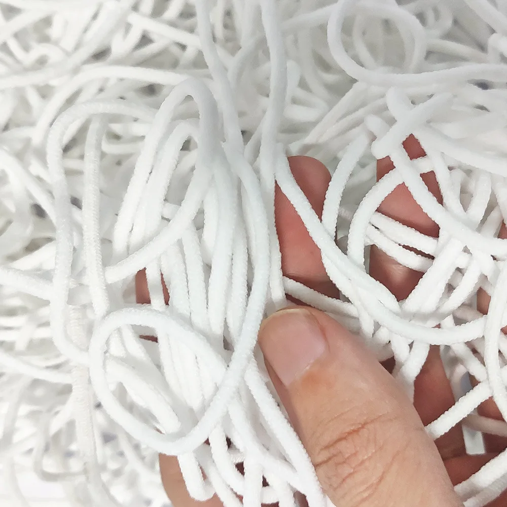 

500g(450meter Dia.3mm High quality White Spandex soft round elastic band Cord rubber band DIY for Mask Rope/ Shoulder strap rope