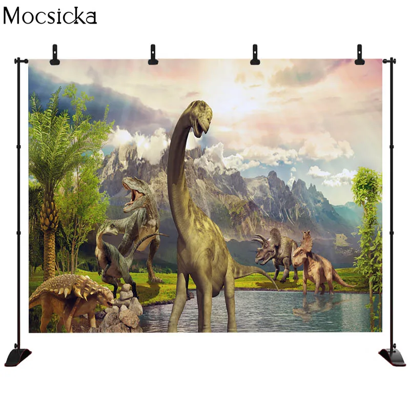 MOCSICKA 공룡 쥬라기 세계 배경 스튜디오 사진 아이 생일 사파리 정글 모험 파티 사진 배경
