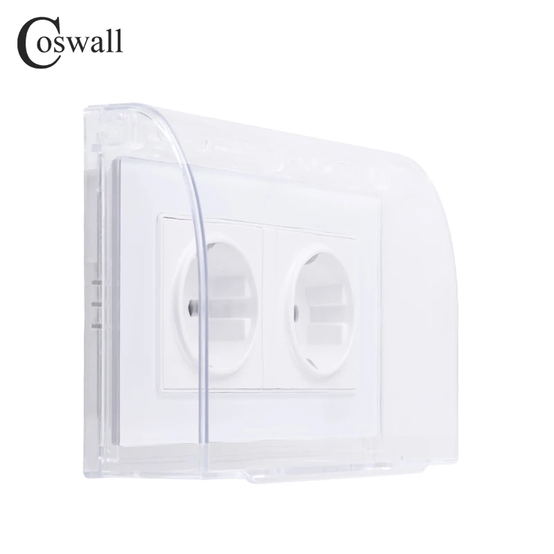 Coswall 146 Type Waterproof Dust-proof Transparent Box For 146*86mm Size Wall Double Panel Sockets With Internal Installation