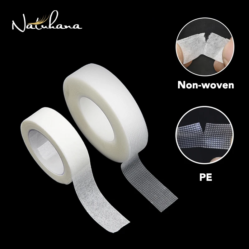 NATUHANA 4pcs PE Material Breathable Eyelash Extension Eye Pads Anti-allergy Easy Tear Eye Tapes for Grafting False Lashes Tapes