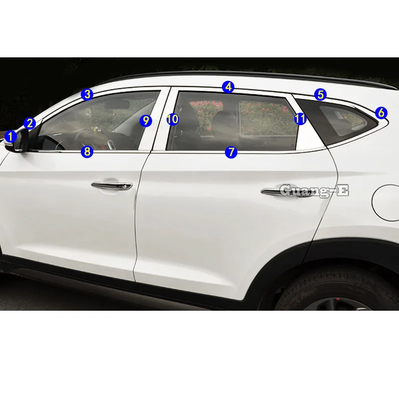 

For Hyundai Tucson 2019 2020 Car Styling Sticker Trim Stainless Steel Glass Window Garnish Pillar Middle Column Hood Parts