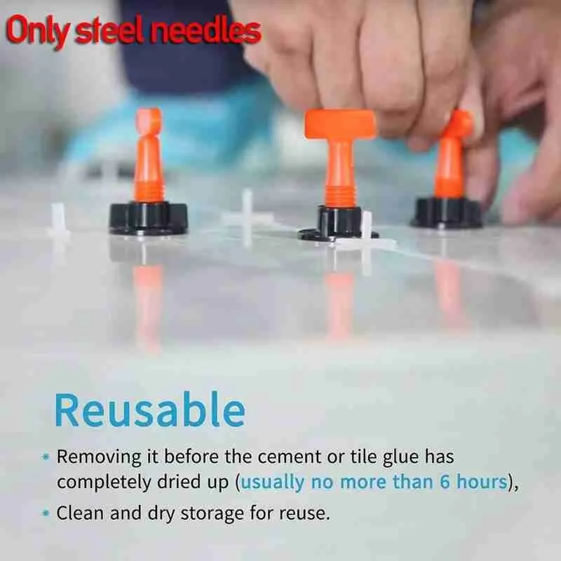 

100pcs Flat Ceramic Floor Wall Construction Tools Reusable T-shaped Positioning Tile Leveler Needle Household Hardware