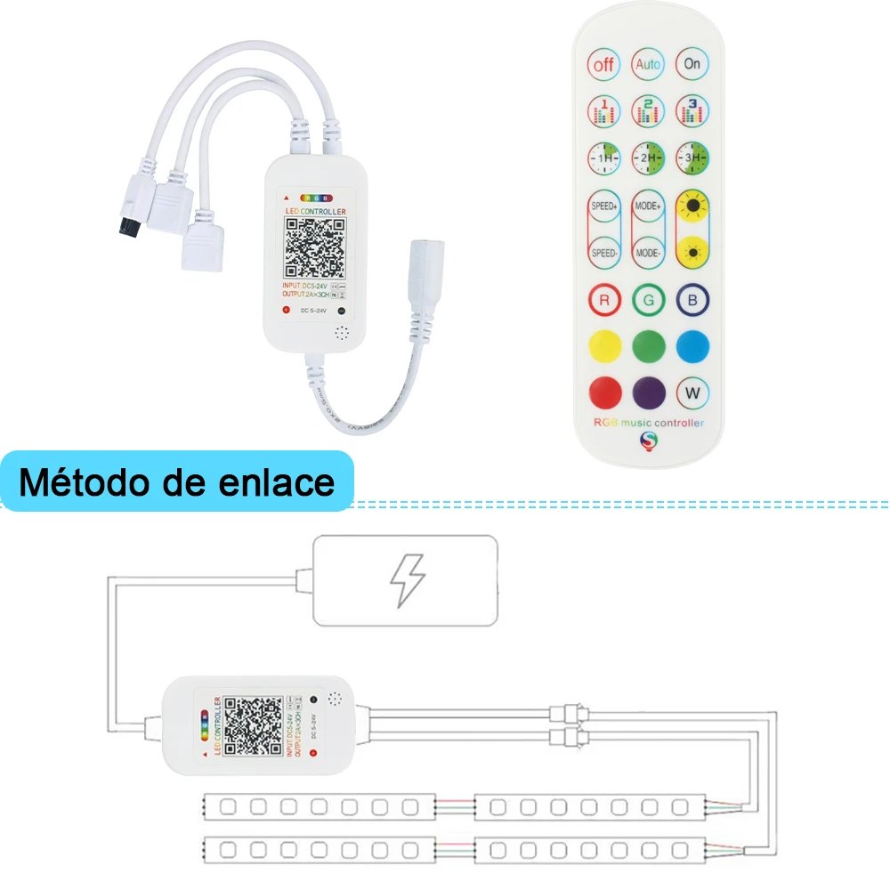 24Keys Remote Bluetooth RGB LED Lights Strips Music Controller Dual Outputs for LED Strips RGB SMD5050 DC 5V-24V APP Control