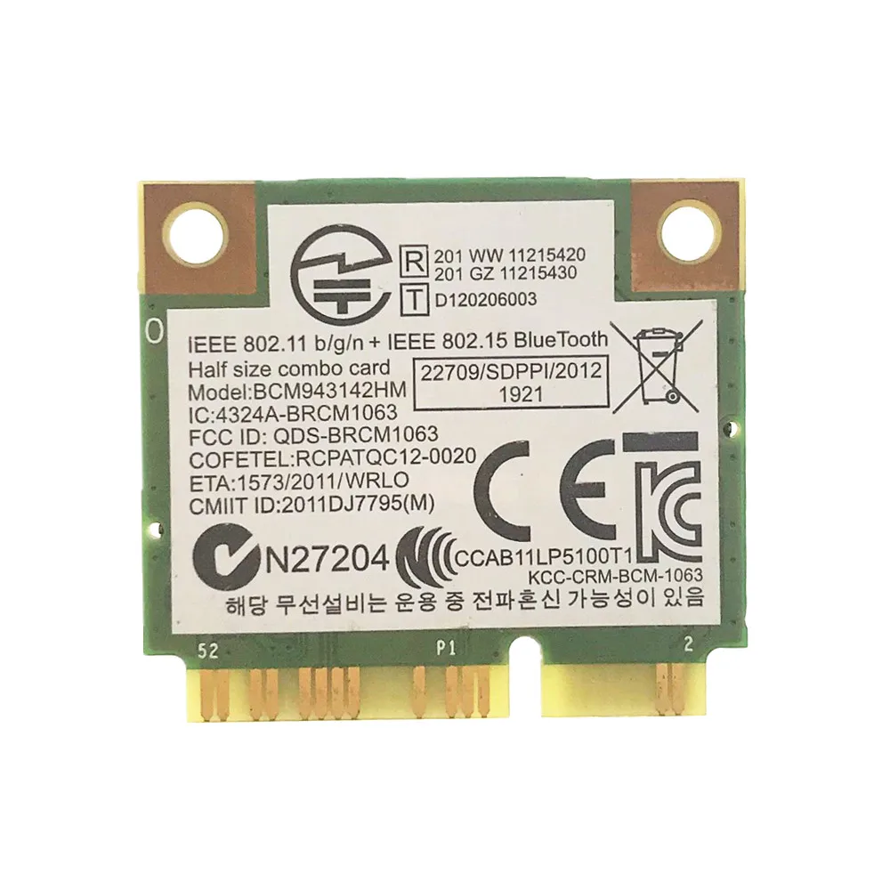 For Broadcom BCM943142HM 43142HM 802.11 b/g/n Wifi + Fit for Bluetooth 4.0 Half Mini PCIe Wireless Card