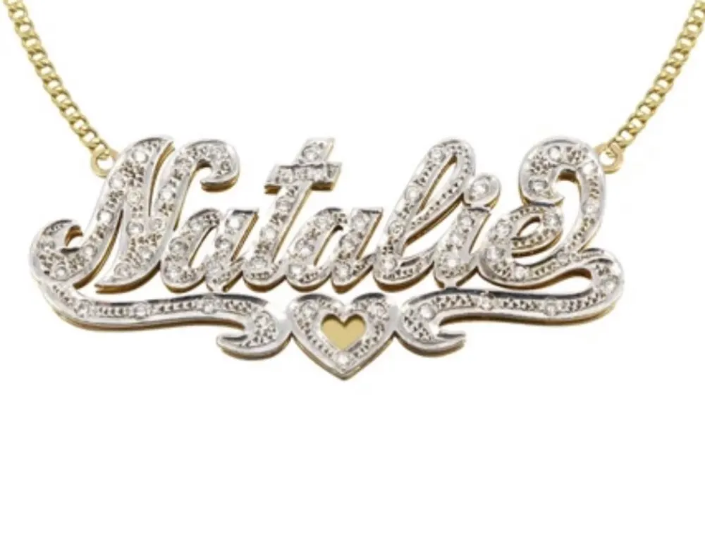 

DOREMI New Style 3D Custom Necklaces 2Toned Name Necklace Number Personalized Layered Plated Nameplate Heart Necklace Hip Hop