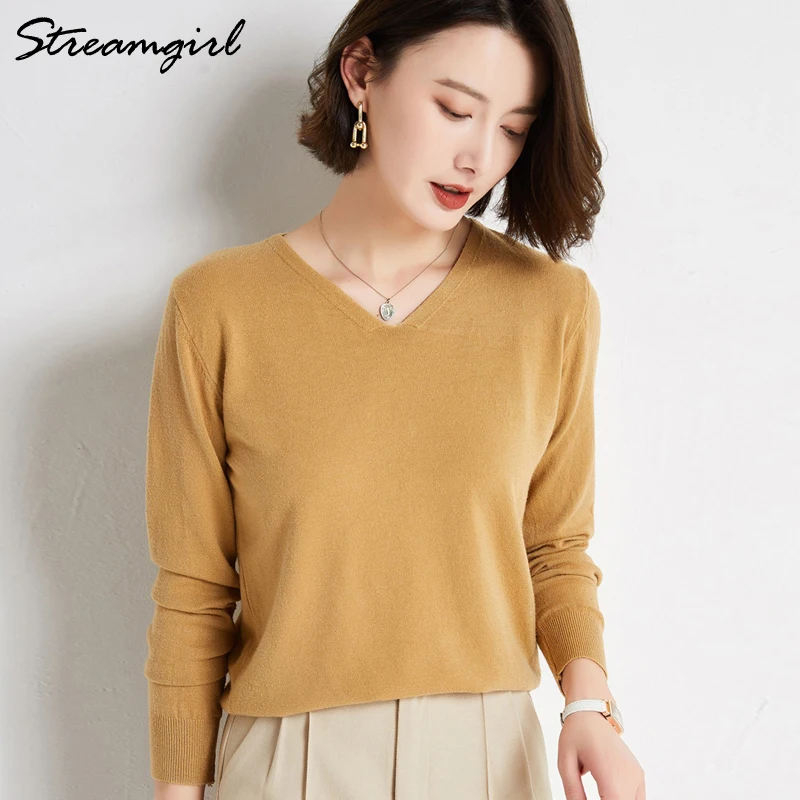 Women\'s Sweater 2021 White Jumper V Neck Ladies Winter Clothes Women Sweater Knitted Pullovers Sweaters For Women Fashion Winter