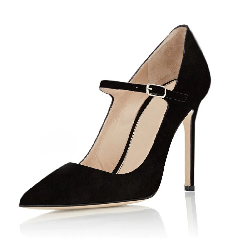 LOVIRS Women\'s Pointed Toe Mary Jane Pumps High Heel Ankle Strap Buckle Closure Dress Office Shoes plus Size US5-15 10cm