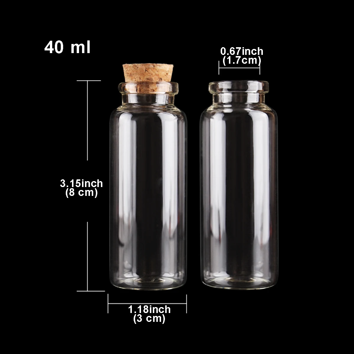 5pcs 40ml 30*80mm Message Bottles Glass bottle with Cork Lids Potion bottles Glass Jars Glass vessels Spice Jars for Art Craft